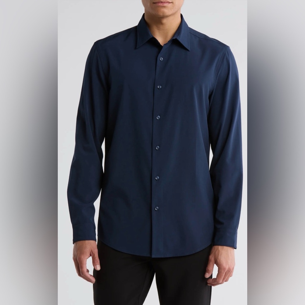 Long Sleeve Performance Stretch Navy Shirt